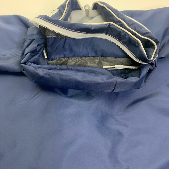Vintage Aqua Sheen Packable Hooded Jacket Blue M - Picture 10 of 11